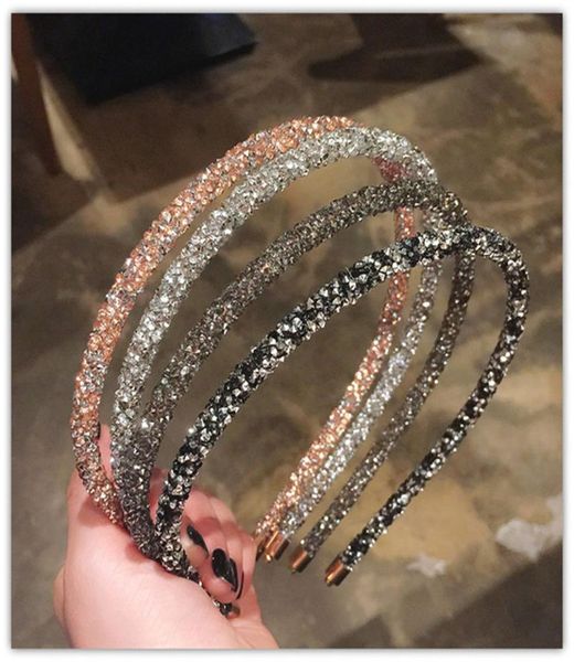 

fashion korea crystal soft headband for women shinny rhinestone hairband beads bezel girls hair accessories simple headwear4235478, Black;brown