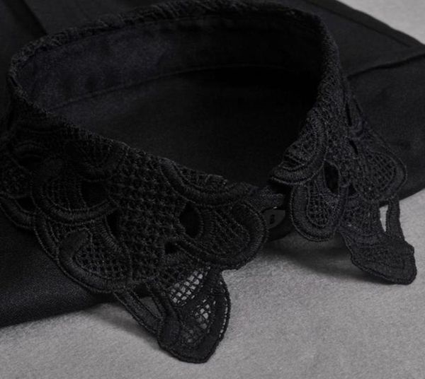 

bow ties women flower embroidery false collar female black white shirt fake tie vintage detachable lapel blouse 237896, Black;gray