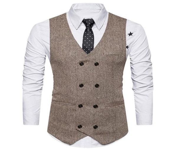 

tweed men suit vest 2018 khaki formal dress suit vest woolen fashion slim fit waistcoat new arrival7308466, Black