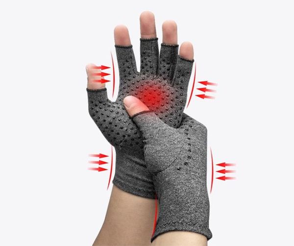 

grey halffinger gloves antistress therapy rheumatic hand pain wrist gloves rest sports safety comfortable gloves1465663, Black