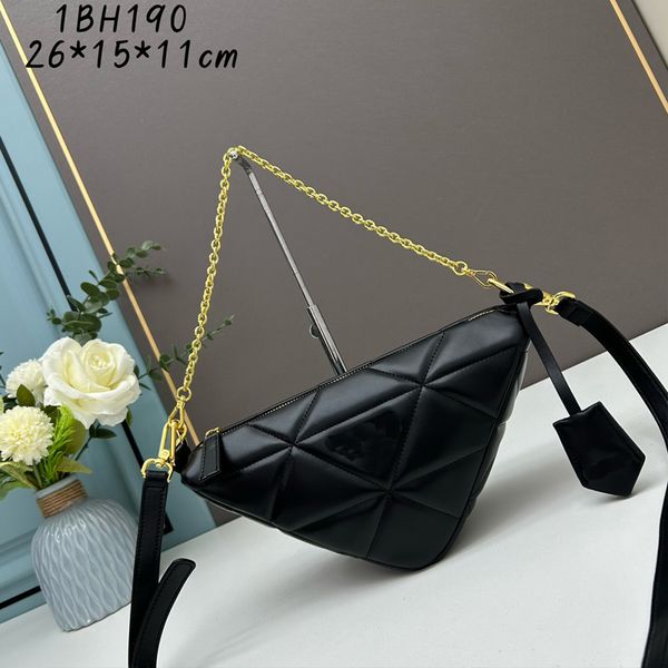 

1bh190 embroidered plaid shoulder bags women designer chains handbags fashion hardware letter underarm bag detachable shoulder straps zipper
