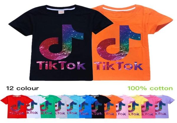 

douyin 12 color tiktok app children shortsleeved tshirt cotton tshirt kids clothes kids boygirl tees tik tok kids t shirt1111384, Blue