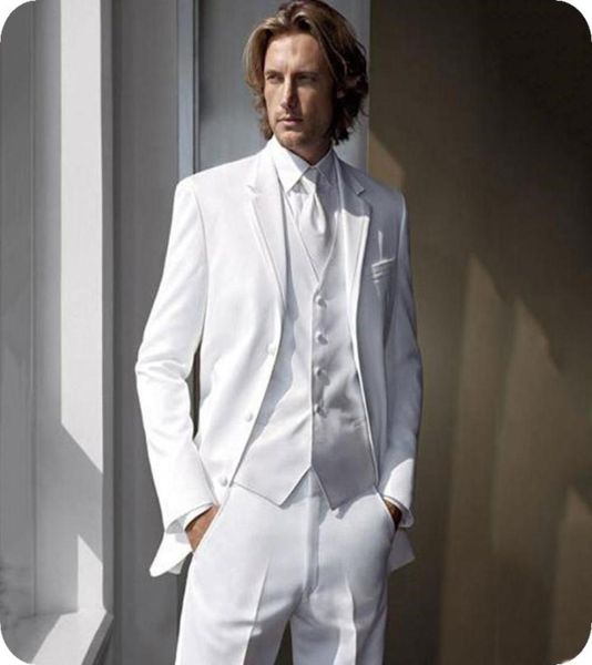 

italian style white men suits groom wear wedding tuxedos three button male business blazer notched lapel 3piece coat pant vest cos7499044, Black;gray