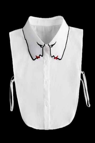 

bow ties white false collar women face embroidery chiffon thin faux col half shirt blouse fake collars sweater detachable2108384, Black;gray