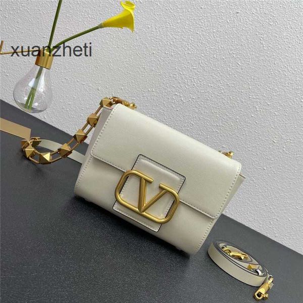 

fashion lady's designer bag valentions rivet bags layer genuine leather cowhide classic small square versatile crossbody one shoulder c