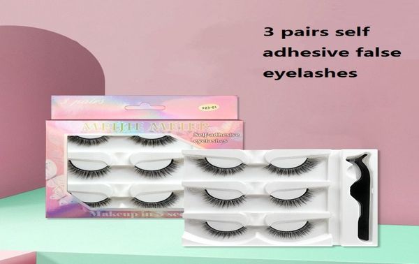 

3 pairs false mink eyelash set self adhesive eyelashes natural thick long cross eye lashes wispy makeup2531953