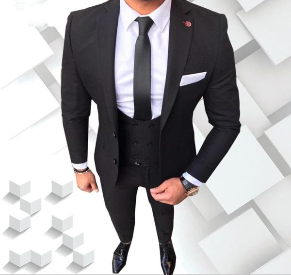 

two button black groom tuxedos notch lapel groomsmen man suits mens wedding suits jacketpantsvesttie no9908939246, Black;gray