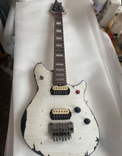 

china made aged vintage white eddie guitar music man ernie ball axis vintage white relic electric guitar red button tremolo bridge1280410