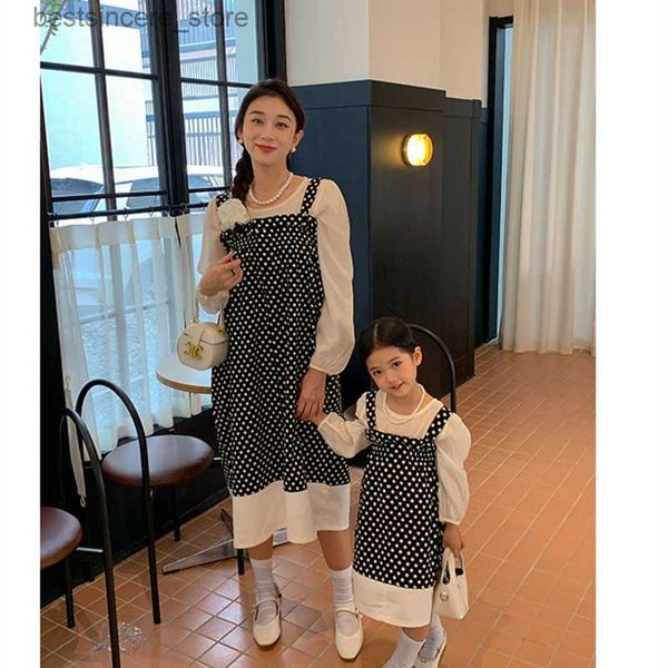 

mother and daughter dress set mommy and me outfits matching sets parent child women baby girl blouse dresses two piece clothing l230522, Blue