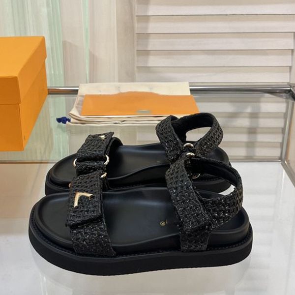 

fashion designer luis sandals leather platform slippers women vuttonity slide classic flip-flops summer cvvbc, Black