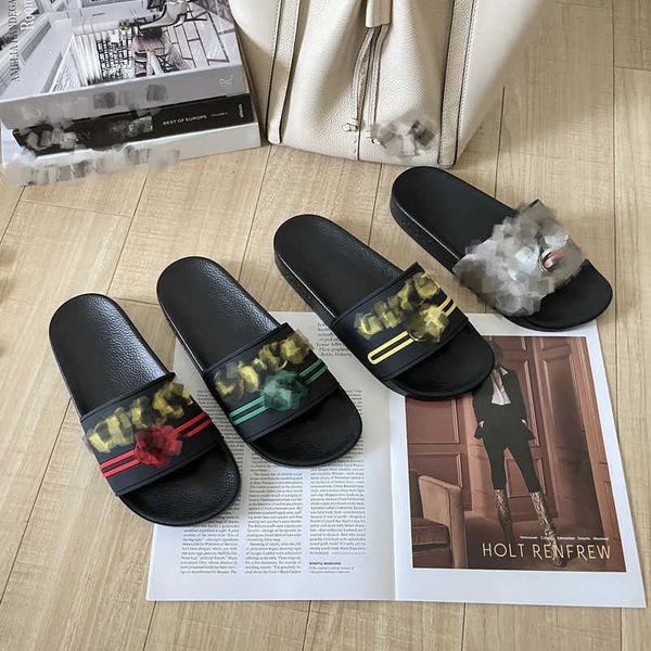 

2023 designer slippers mens womens fashion classic flat sandal g double jacquard interlocking g mules summer shoes beach slides scuffs rubbe, Black