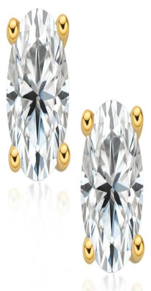

060ct hsi1 round cut genuine cz diamonds stud 18k plated gold9703158, Golden;silver