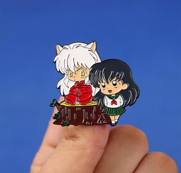 

cute inuyasha and kagome cartoon brooch anime accessories013811366, Blue