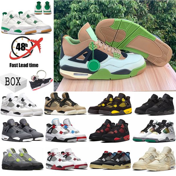 

with box men women basketball shoes jumpman 4 4s sneaker grogu military black cat fire red red thunder sail white oreo pure money dark mocha