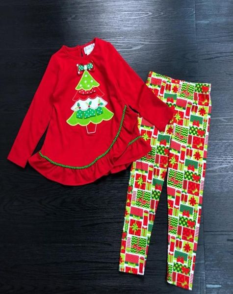

new kids clothin sets clothes 18m6t girls rare editions christmas trees long sleeved tshirt and pants set1507589, White