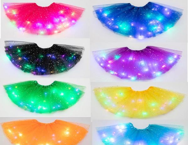 

multicolor cute kids led dress with lights star sequin tutu skirt puffy luminous girl dresses for stage performance and party 20pc8511293, Blue