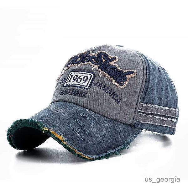 

ball caps washed letters cotton cap for men women adjustable autdoor sun protection hat rock shark baseball caps r230630, Blue;gray