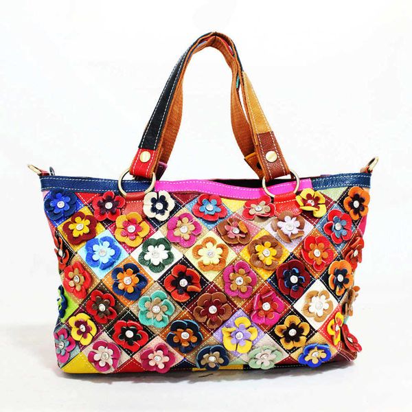 

totes women's bag layer cowhide single shoulder crossbody colored flower leather 230619
