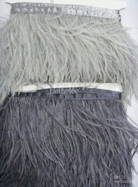 

10 yardslot 1 ply light graydark gray ostrich feather trimming fringe on satin header 5 6inch1215cm in widthtip to tip7987261