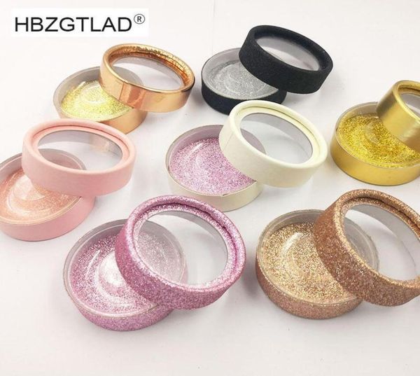 

10ps whole false eyelash packaging box fake 3d mink eyelashes round box faux cils lash strip empty case7846239