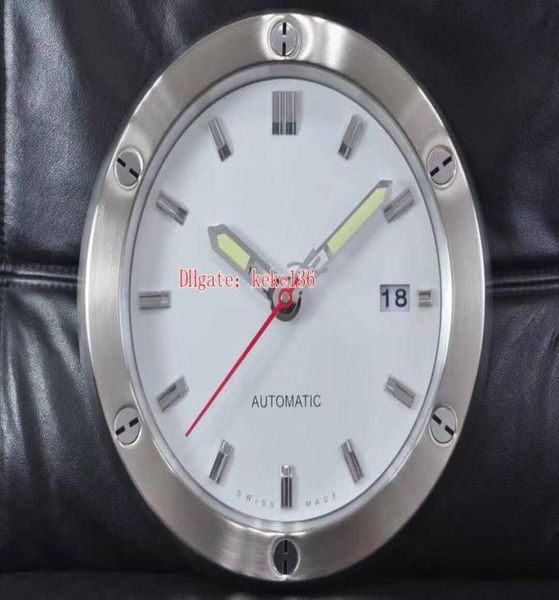 

9 colors excellent wall clock 34cm x 5cm stainless steel electronic quartz chronograph family home decoration clock luminous1891819, Slivery;black