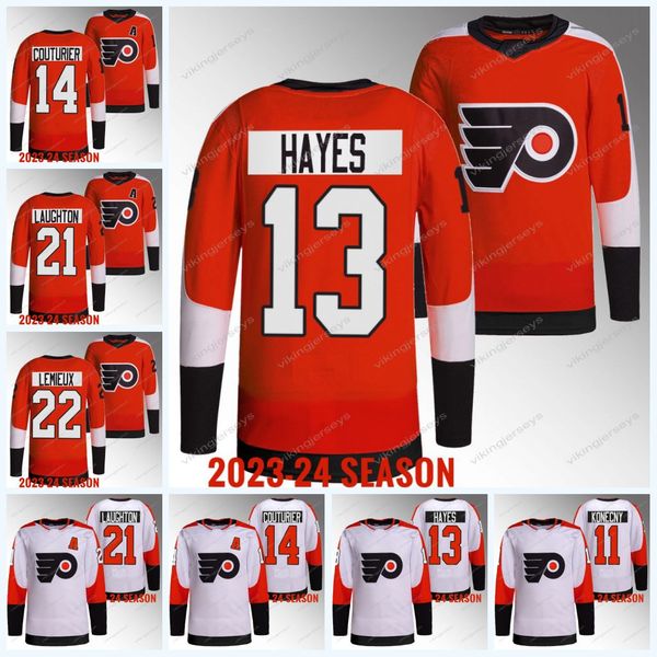 

flyers 2023 new orange jersey matvei michkov kevin hayes sean couturier morgan frost tanner laczynski scott laughton max willman kieffer bel, Black;red