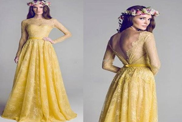 

new illusion neckline backless yellow lace aline long sleeve prom dress evening gowns bridesmaid party dresses celebrity dress gr3806958, Black