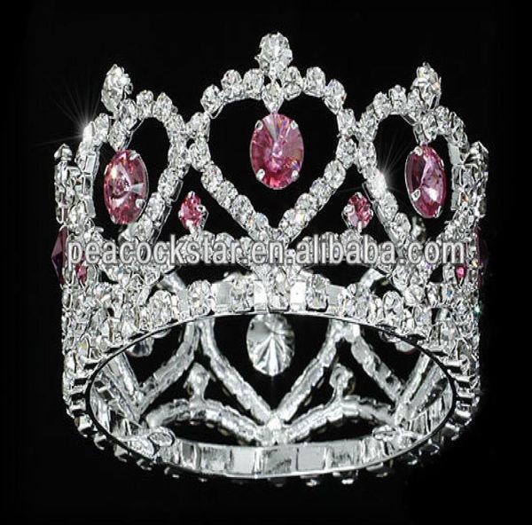 

wholewhole flower girl baby heart crystal full circle round pink mini crown tiara ct17774792113