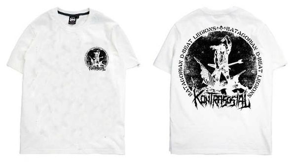 

european t-shirt and american high street dark trend rock band punk heavy metal street trend men's american pure cotton men's clot, White;black