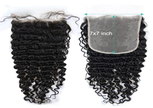 

7x7 hd lace closures 10a deep wave preplucked brazilian indian virgin human hair 1420 inch8586702, Black;brown