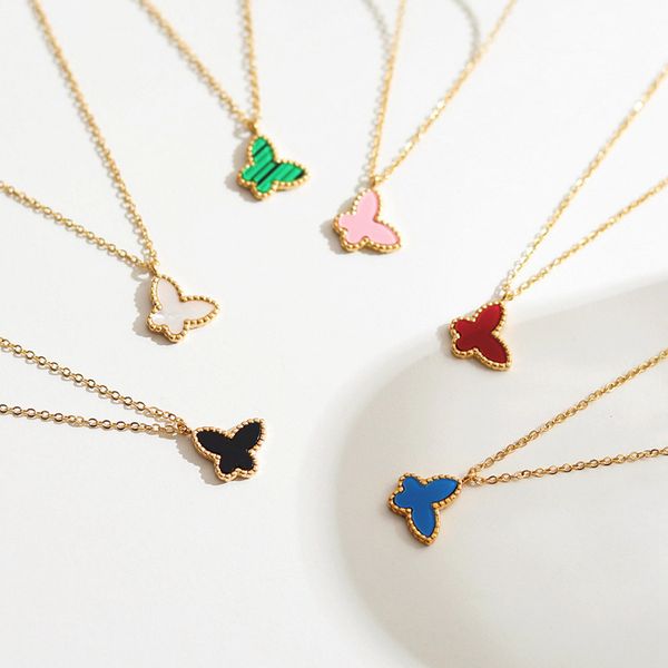 

ins style butterfly pendant 18k gold stainless steel necklace for women gift, Silver