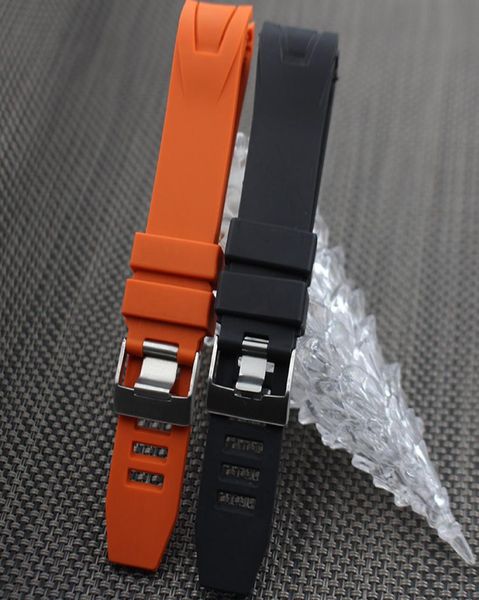 

watch strap bands men orange black waterproof silicone rubber watchbands bracelet clasp buckle for omega planetocean 20mm 22mm1511192, Black;brown