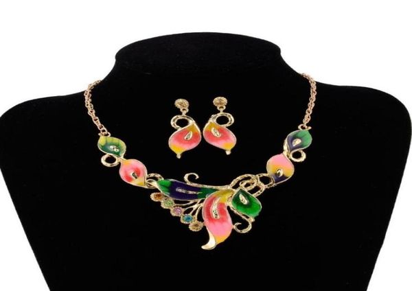 

short style necklace dripping oil color butterfly necklace earrings jewelry independent packaging fashion jewelry wq295176334, White