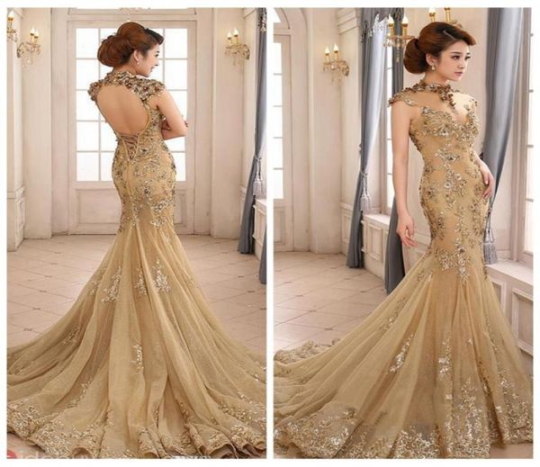 

2019 high neck slim cap sleeveless slim mermaid prom dresses lace appliques lace up back beaded special occasion evening gowns lac9597419, Black