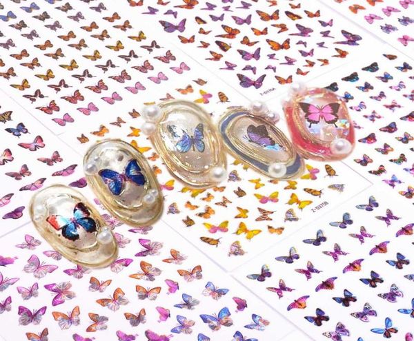 

3d holographic nails stickers nail art laser butterfly sticker decal butterflies acrylic designs nail supplies9488727, Black