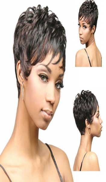 

2018 ms wig short curly hair fashion cute women short mixed color curly hair party wig synthetic dark brown wig3554480, Black