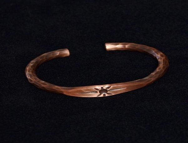 

bangle hand crafted hammered copper bracelet rustic forged retro punk cuff viking handmade jewelry gift for her him 2211097915923, Black