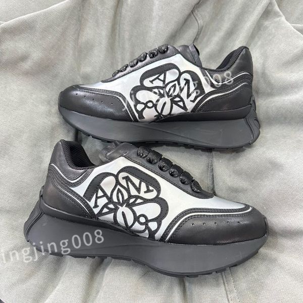 

2023 new luxurys ladies graffiti white shoes mens leather casual shoes platforms print fashion personality couple sneakers women xinshidai23, Black