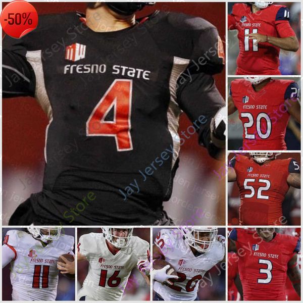 

football jerseys 2020 custom fresno state football jersey ncaa college 15 davante adams 11 jorge reyna 20 jalen cropper 27 zane pope 16 jare, Black;red