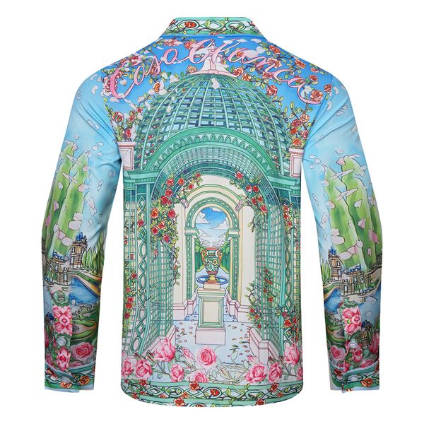 

men casablanca shirts fashion couple printing designer t-shirt casual shirts slim fit short sleeve dress shirt, White;black