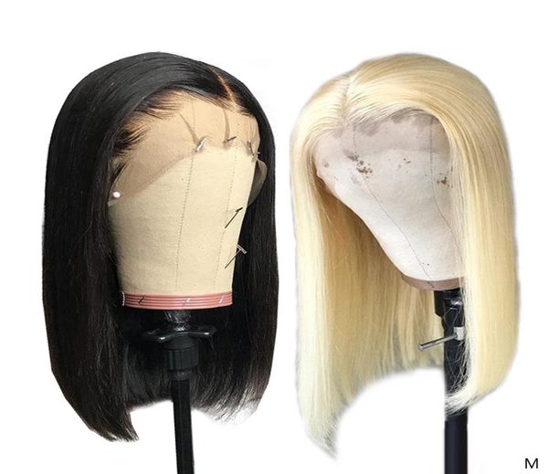 

13x4 613 honey blonde and 1b natural black bob wigs lace frontal remy human hair wigs short bleached knots glueless bob wig 1506555009