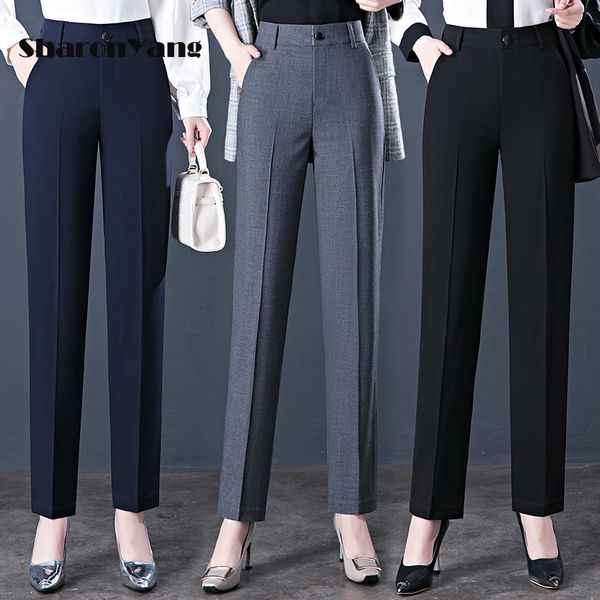 

women's pants s dres spring autumn office wear lady trousers high waist straight large size woman 230630, Black;white