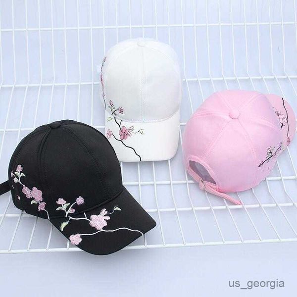 

ball caps cotton baseball hats for women plum blossom embroidery flower hip hop casual snapback caps gifts r230630, Blue;gray