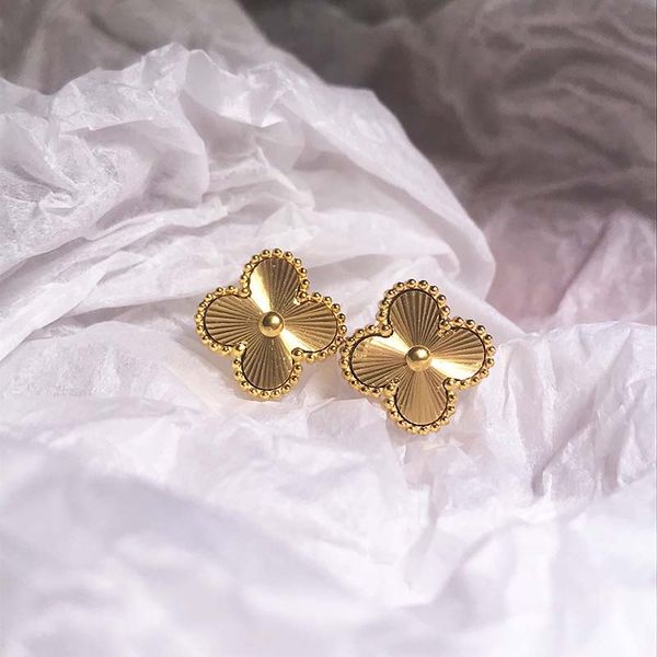 

mixed simple 18k gold plated four-leaf clover luxury brand style lucky four leaf clover dangle earrings korean style net red long tassel, Silver