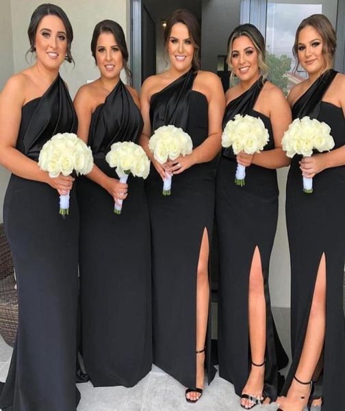 

2023 new black one shoulder bridesmaid dresses side split spring summer countryside garden formal wedding party guest gowns plus s6209494, White;pink