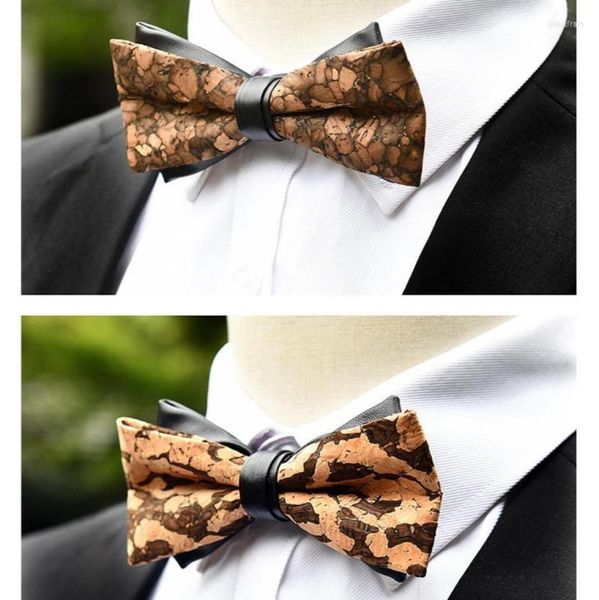 

bow ties tie highend men39s groom trendy fashion marriage business banquet suit shirt accessories double cork leather bowtie7840496, Black;gray