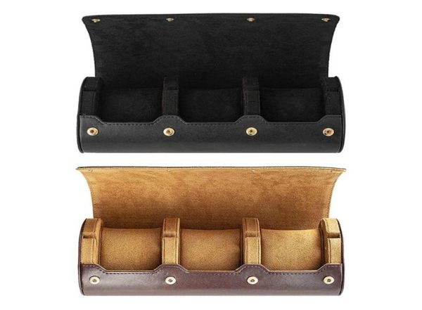 

watch boxes cases 3 slots roll travel case chic portable vintage leather display storage box with slid in out organizers207953483, Black;blue
