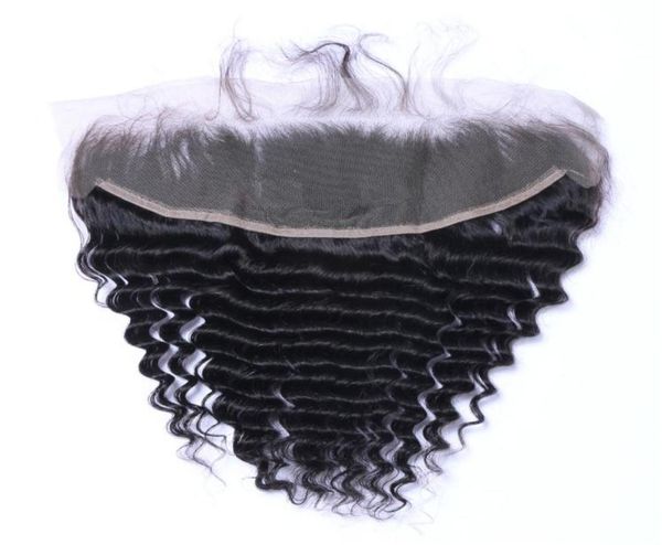 

brazilian deep wave 13x4 ear to ear pre plucked lace frontal closure with baby hair remy human hair part closures4892170, Black;brown