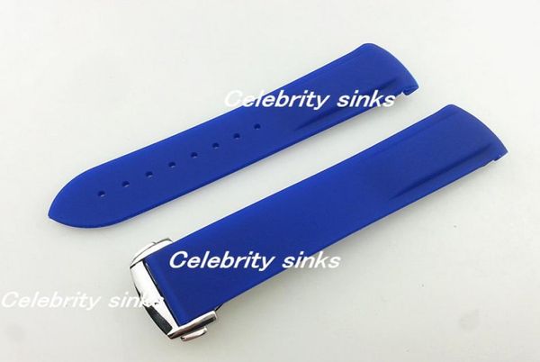 

20 mm 18 mm buckle the new highgrade silicone rubber strap blue waterproof diving silver buckle strap for omega watch4572801, Black;brown