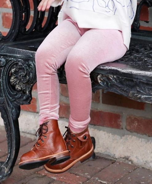 

retail 4 colors kids girls gold velvet designer leggings skinny legging sweatpants panties tight trousers children boutique clothi2237229, Blue